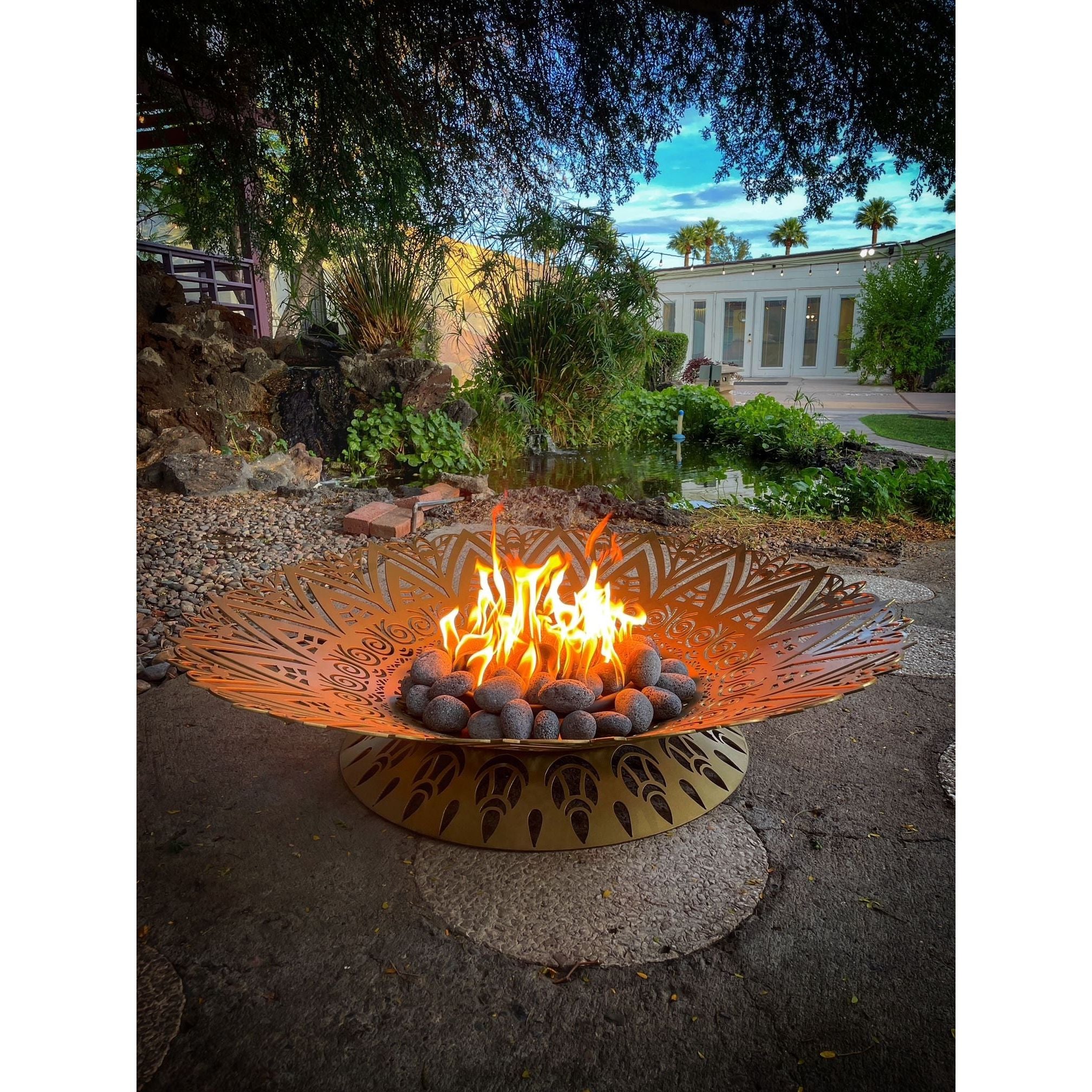 The Aurora Fire Pit in Powder Coated - Majestic Fountains and More.