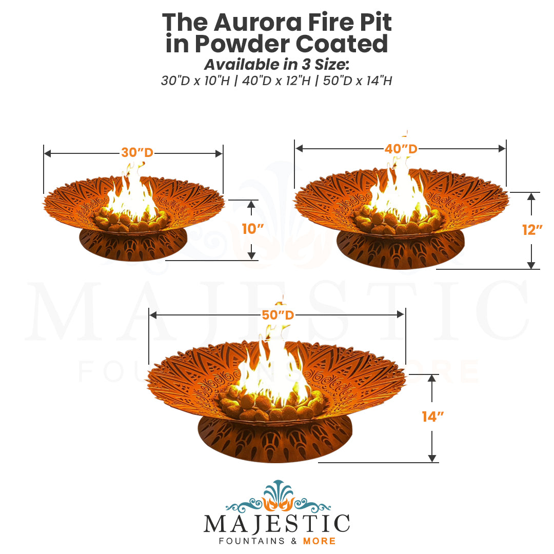 The Aurora Fire Pit in Powder Coated  - Majestic Fountains