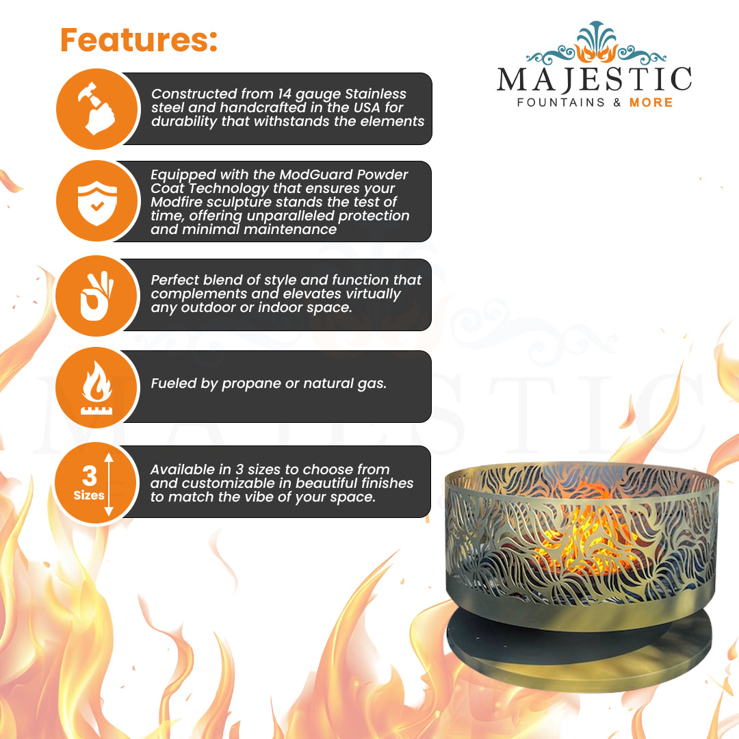The Flora Fire Pit in Powder Coated - Majestic Fountains