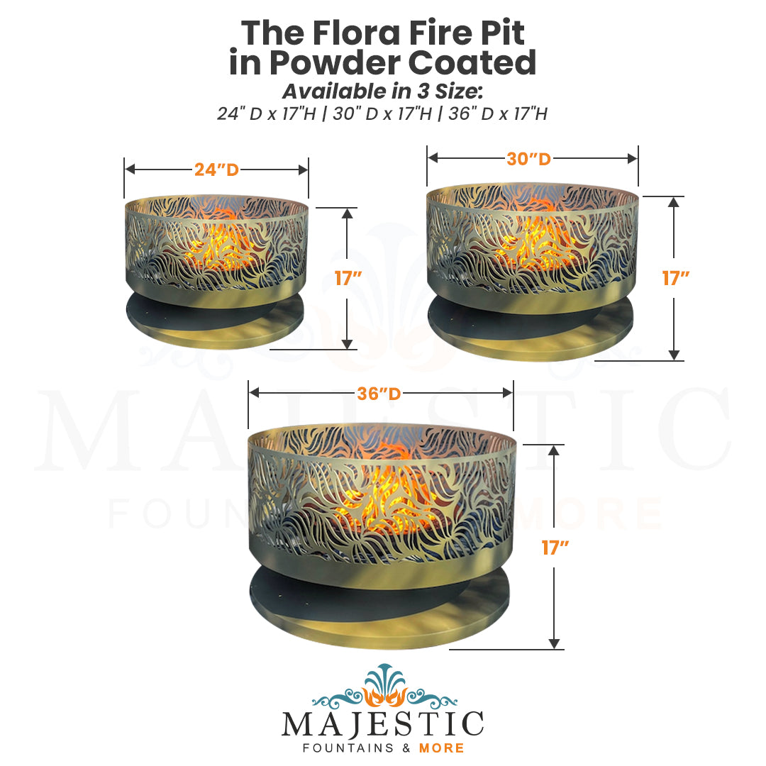 The Flora Fire Pit in Powder Coated - Majestic Fountains