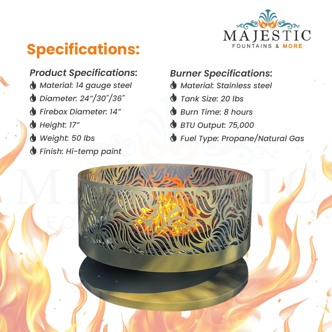 The Flora Fire Pit in Powder Coated - Majestic Fountains