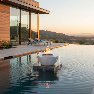 The Majestic Kelly Bowl with Fire and Water Feature - Outdoor Fire Fountain - Majestic Fountains