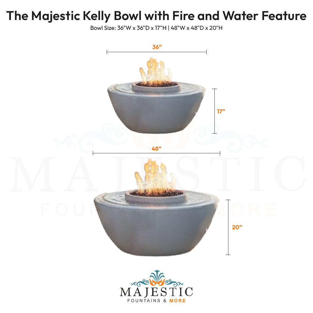 The Majestic Kelly Bowl with Fire and Water Feature - Outdoor Fire Fountain