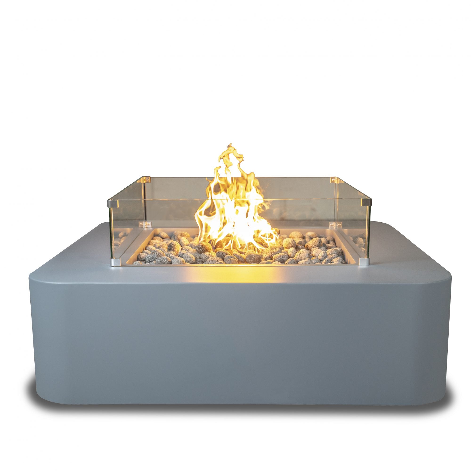 The Outdoor Plus Bayside Square Fire Pit in Powder Coated Metal - Majestic Fountains