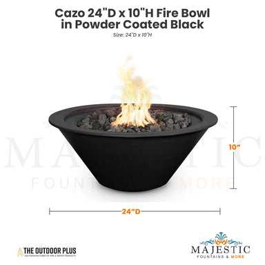 The Outdoor Plus Cazo 24D x 10H Fire Bowl in Powder Coated Black - QUICKSHIP - Majestic Fountains