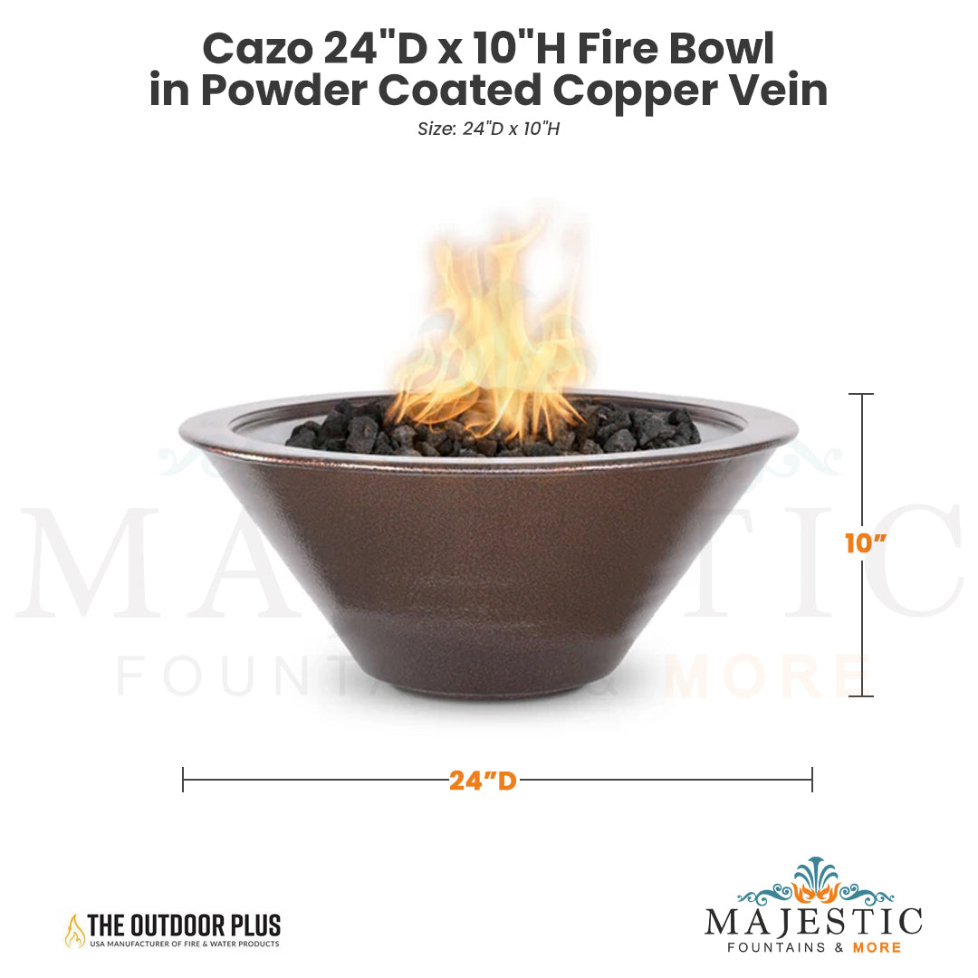 The Outdoor Plus Cazo 24D x 10H Fire Bowl in Powder Coated Copper Vein - QUICKSHIP - Majestic Fountains