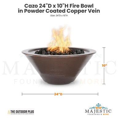 The Outdoor Plus Cazo 24D x 10H Fire Bowl in Powder Coated Copper Vein - QUICKSHIP - Majestic Fountains