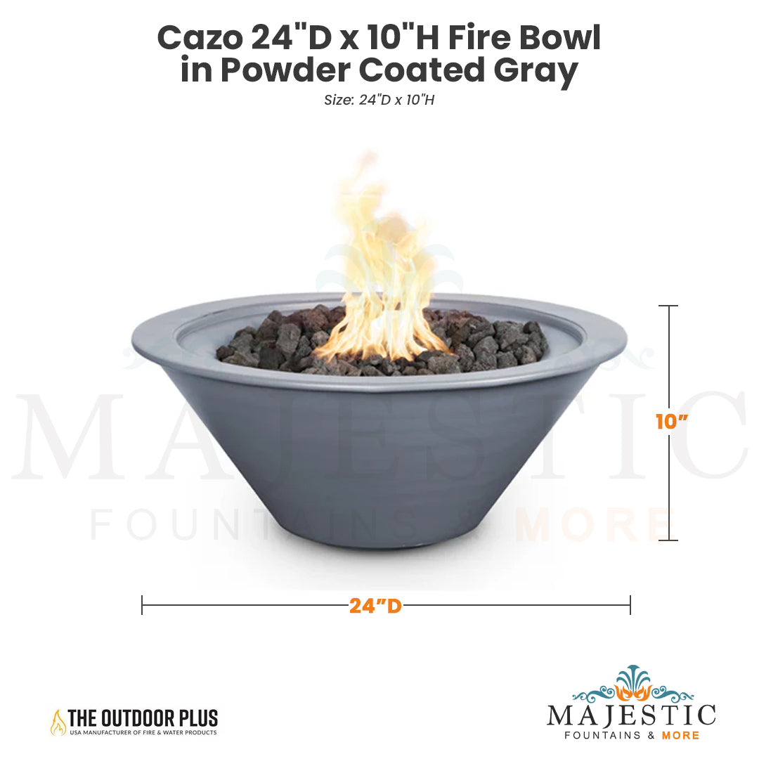 The Outdoor Plus Cazo 24D x 10H Fire Bowl in Powder Coated Gray - QUICKSHIP - Majestic Fountains