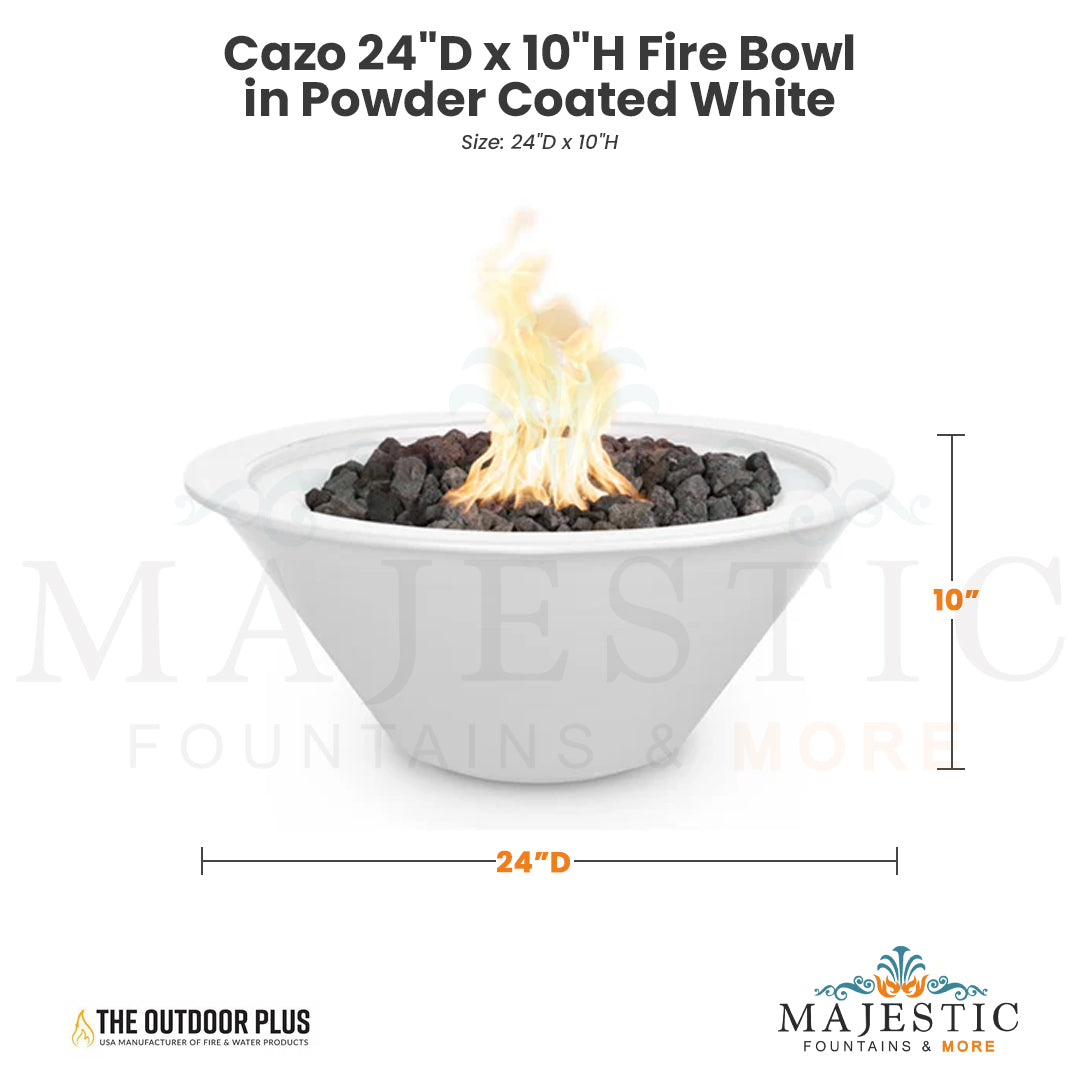 The Outdoor Plus Cazo 24D x 10H Fire Bowl in Powder Coated White - QUICKSHIP - Majestic Fountains