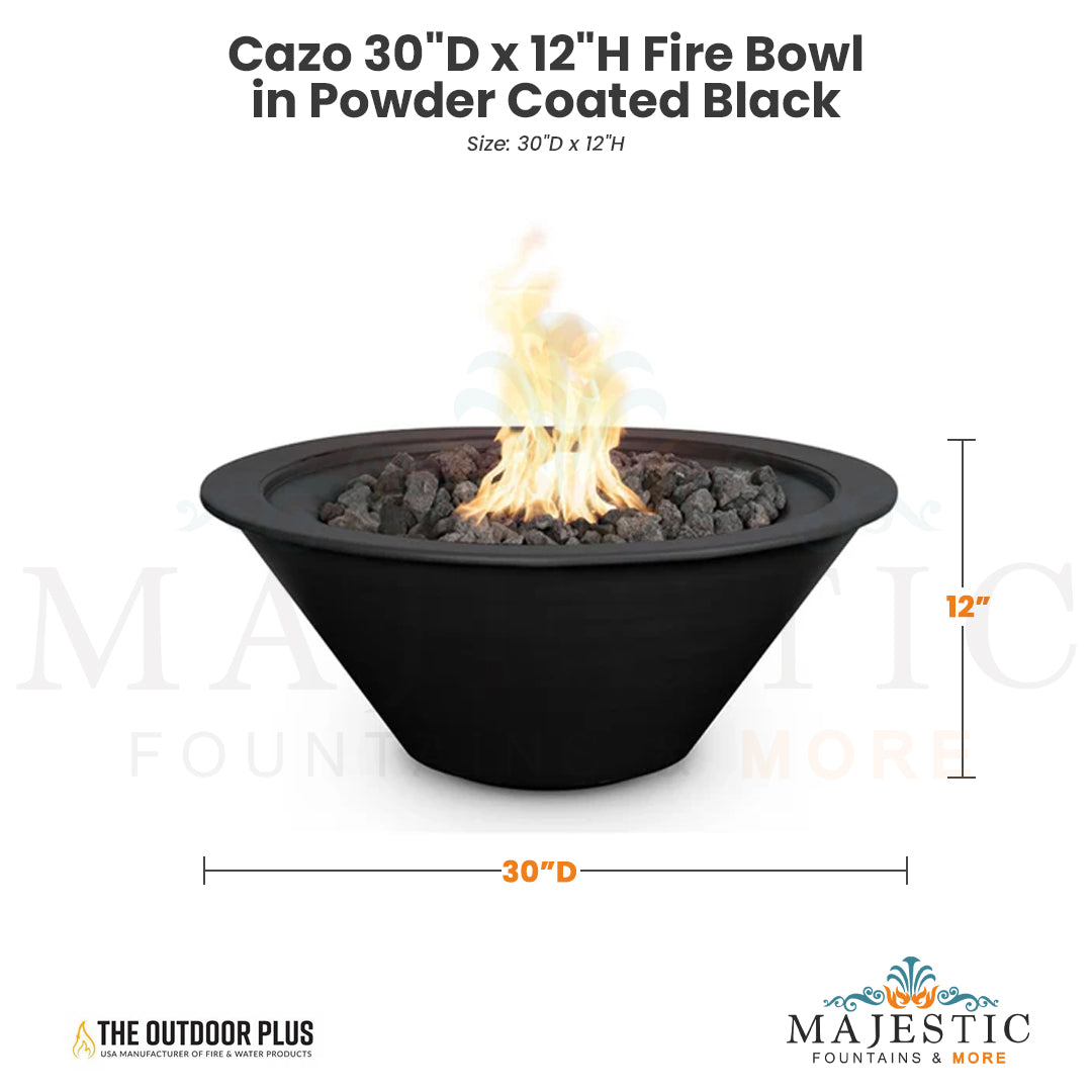 The Outdoor Plus Cazo 30D x 12H Fire Bowl in Powder Coated Black - QUICKSHIP - Majestic Fountains