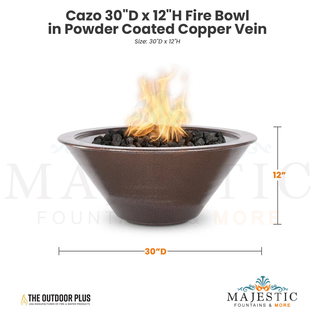 The Outdoor Plus Cazo 30D x 12H Fire Bowl in Powder Coated Copper Vein - QUICKSHIP - Majestic Fountains