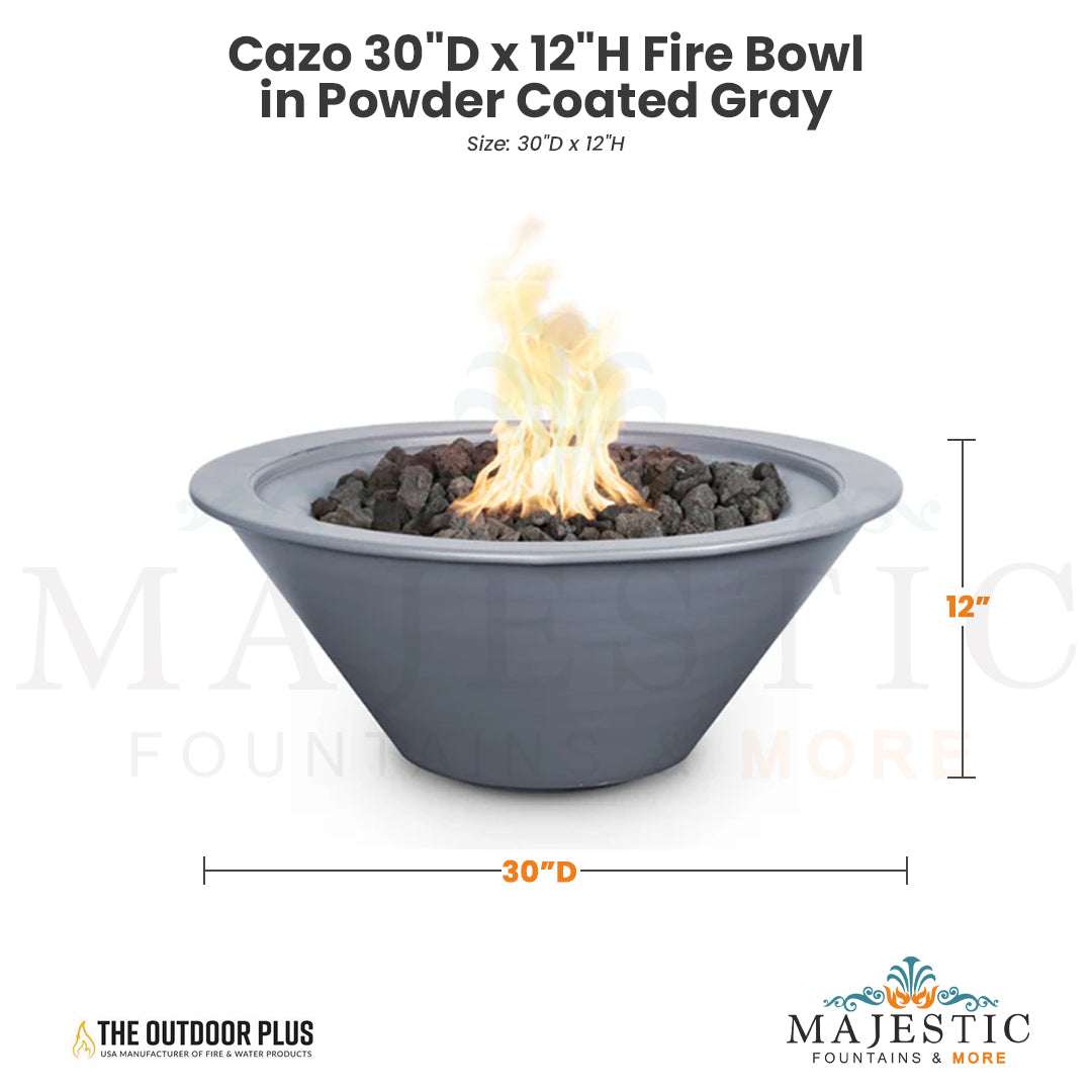 The Outdoor Plus Cazo 30D x 12H Fire Bowl in Powder Coated Gray - QUICKSHIP - Majestic Fountains
