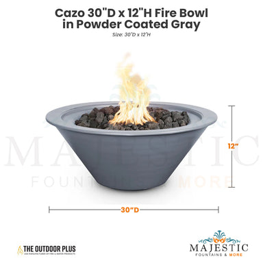The Outdoor Plus Cazo 30D x 12H Fire Bowl in Powder Coated Gray - QUICKSHIP - Majestic Fountains