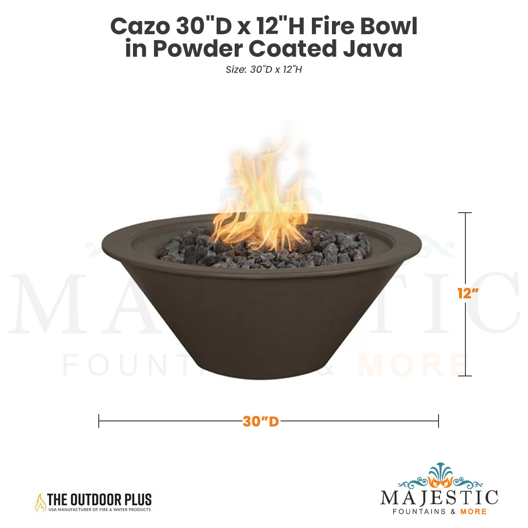 The Outdoor Plus Cazo 30D x 12H Fire Bowl in Powder Coated Java - QUICKSHIP - Majestic Fountains