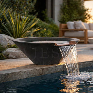 The Outdoor Plus Cazo Water Bowl in GFRC Concrete - Majestic Fountains