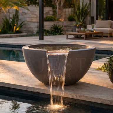 The Outdoor Plus Luna Water Bowl in GFRC Concrete - Majestic Fountains