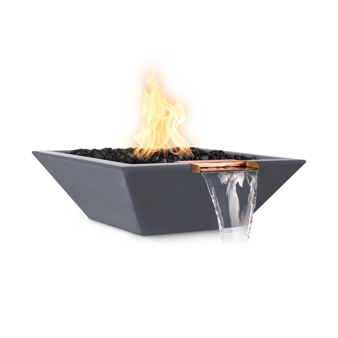 The Outdoor Plus Maya Fire & Water Bowl in GFRC Concrete - Majestic Fountains
