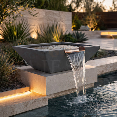 The Outdoor Plus Maya Water Bowl in GFRC Concrete - Majestic Fountains