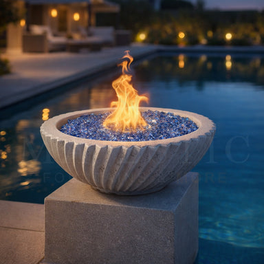 The Outdoor Plus Sedona 2.0 Round Fire Bowl in GFRC Concrete - Majestic Fountains
