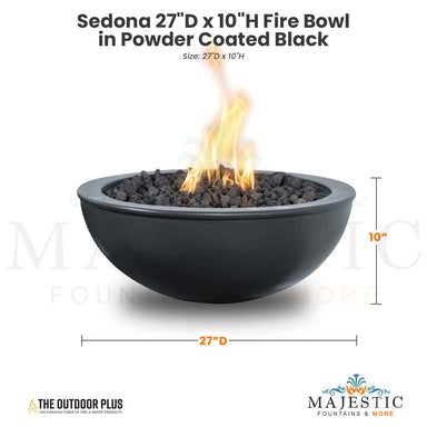The Outdoor Plus Sedona 27D x 10H Fire Bowl in Powder Coated Black - QUICKSHIP - Majestic Fountains