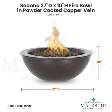 The Outdoor Plus Sedona 27D x 10H Fire Bowl in Powder Coated Copper Vein - QUICKSHIP - Majestic Fountains