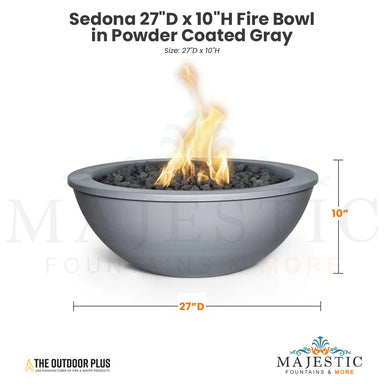 The Outdoor Plus Sedona 27D x 10H Fire Bowl in Powder Coated Gray - QUICKSHIP - Majestic Fountains