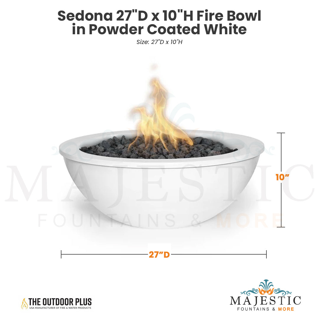 The Outdoor Plus Sedona 27D x 10H Fire Bowl in Powder Coated White - QUICKSHIP - Majestic Fountains