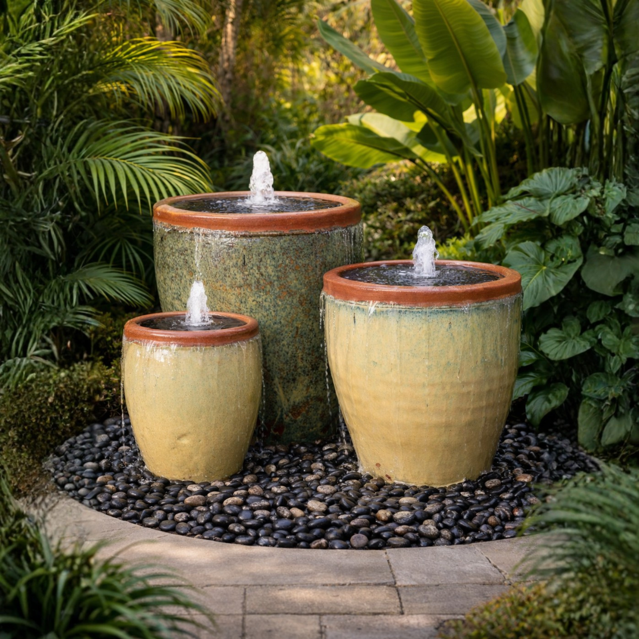 Beige Tuscany Triple Vase Fountain Kit - FNT50449
