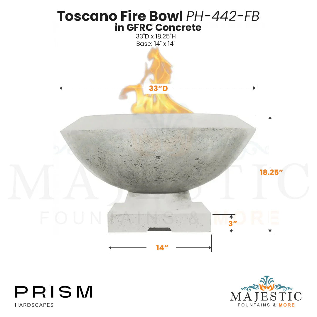 Toscano Fire Bowl PH-442-FB in GFRC SIze  - Majestic Fountains