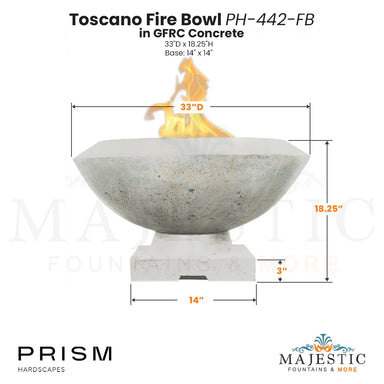 Toscano Fire Bowl PH-442-FB in GFRC SIze  - Majestic Fountains