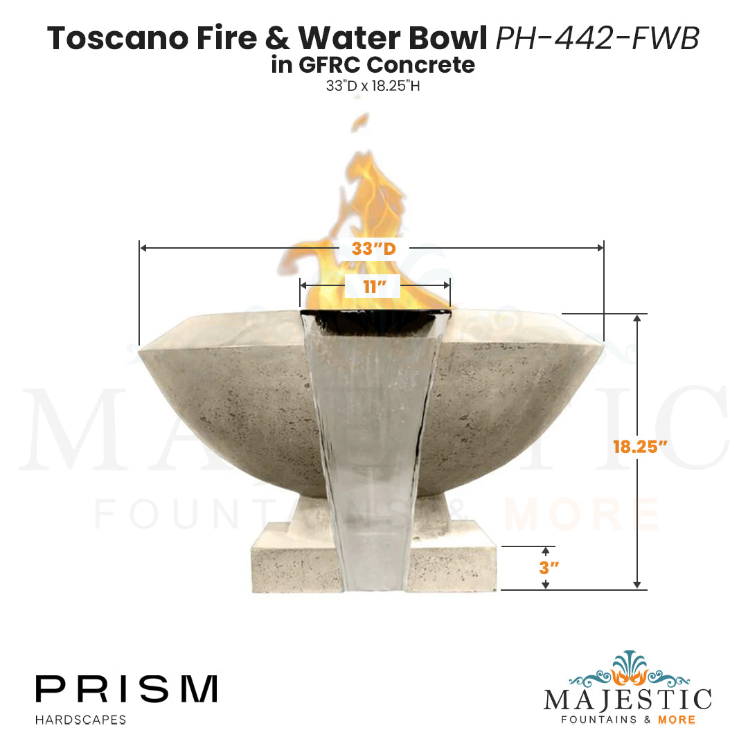 Toscano Fire & Water Bowl PH-442-FWB in GFRC Size - Majestic Fountains