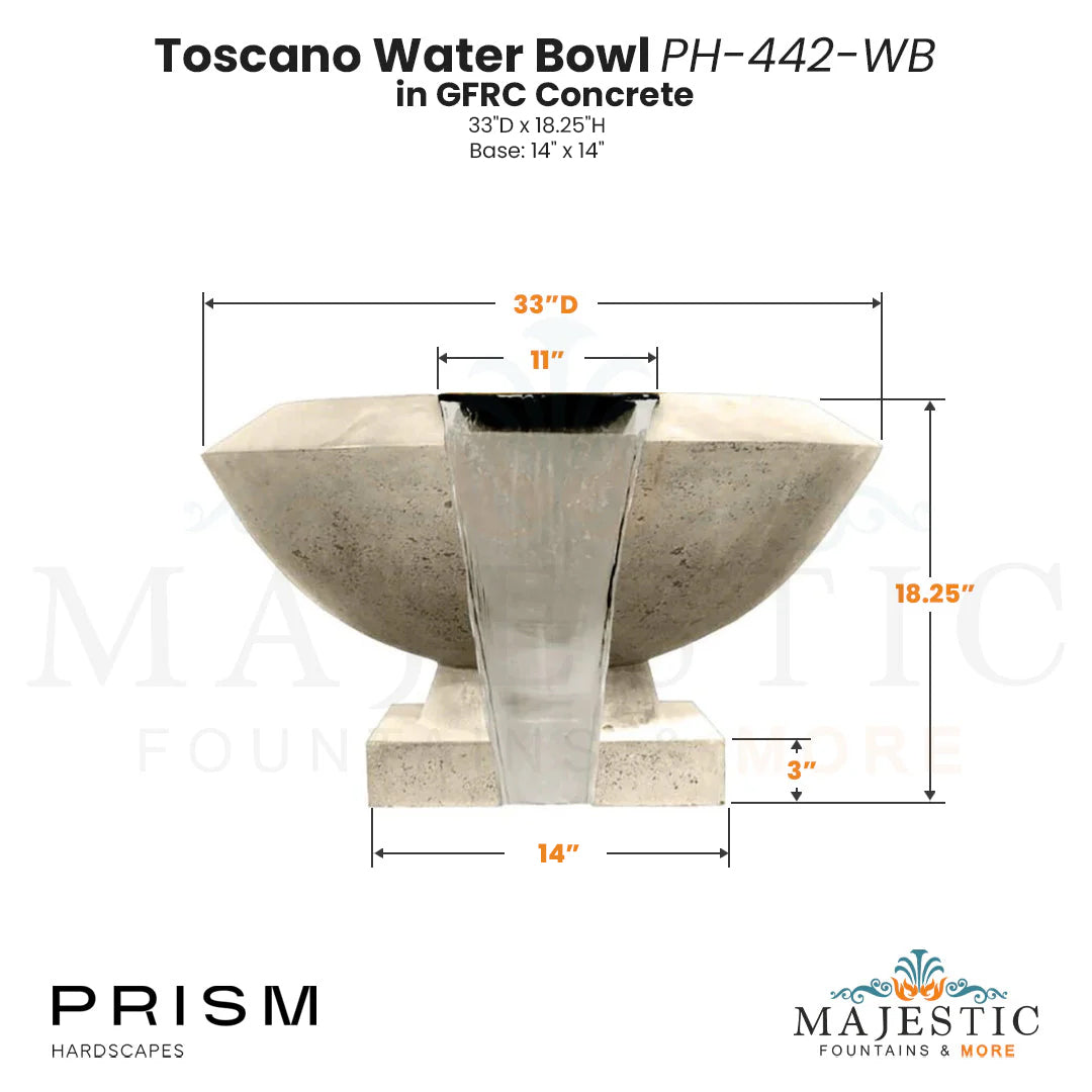 Toscano Water Bowl PH-442-WB in GFRC Size - Majestic Fountains