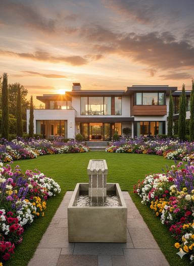 Trellis Terrace Concrete Fountain with Basin - #1831 -Majestic Fountains