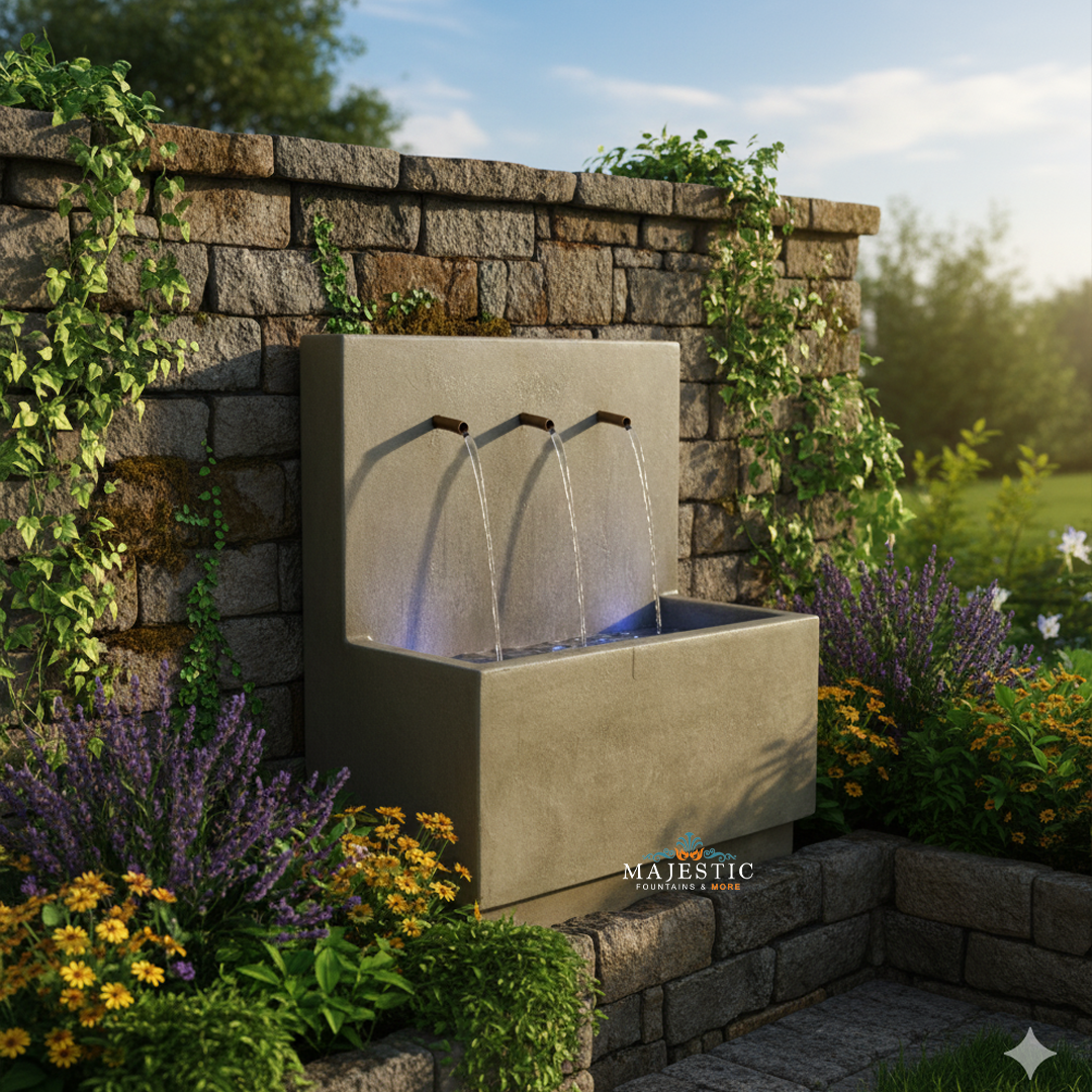 Tribus Concrete Outdoor Wall Fountain -1710 - Majestic Fountains
