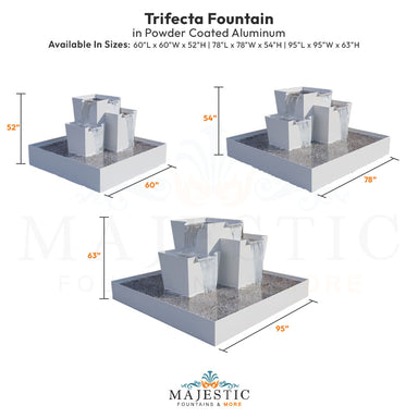 Trifecta Fountain in Powder Coated Aluminum Large - Majestic Fountains