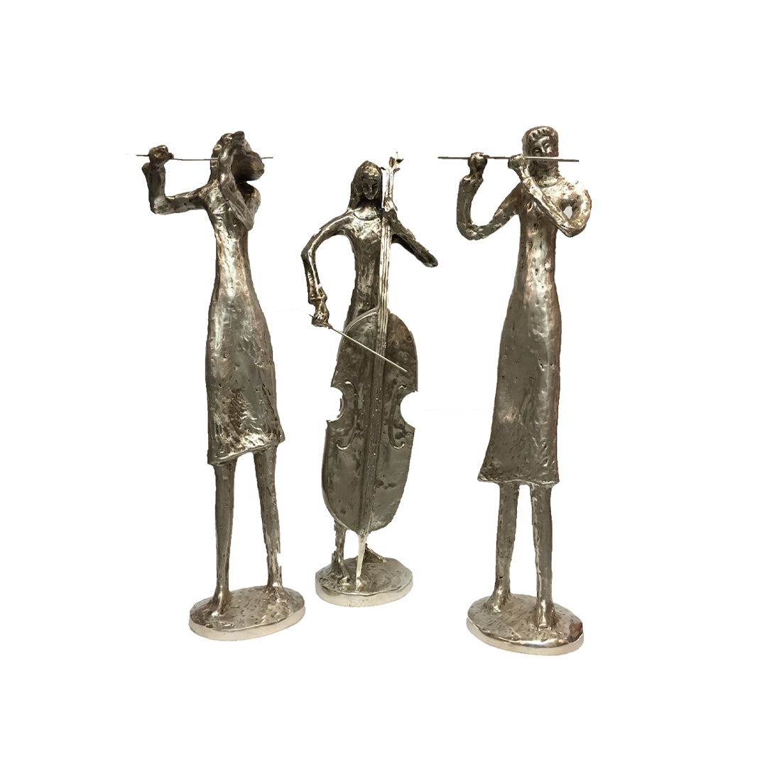 Trio Musicians Table Top Bronze Sculpture Set  - Majestic Fountains