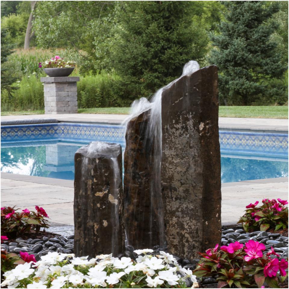 Triple Basalt Real Stone Fountain Kit Majestic Fountain and More