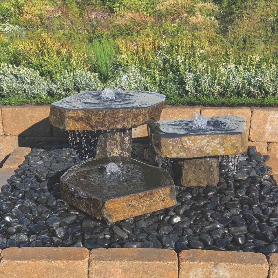 Triple Basalt Bird Bath Fountain Kit - Complete Fountain Kit