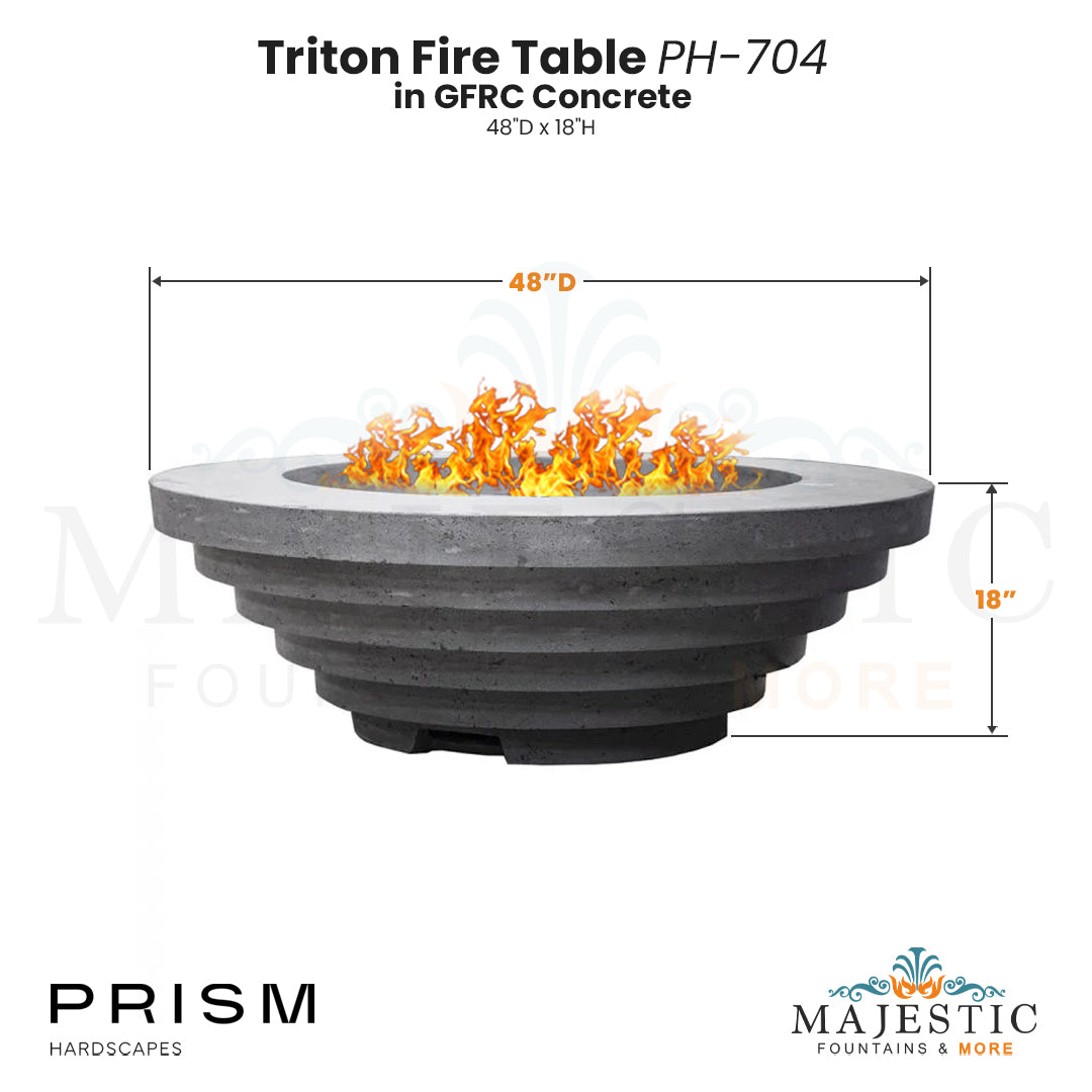 Triton Fire Table PH-704 in GFRC Concrete - Majestic Fountains