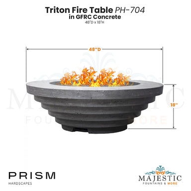 Triton Fire Table PH-704 in GFRC Concrete - Majestic Fountains