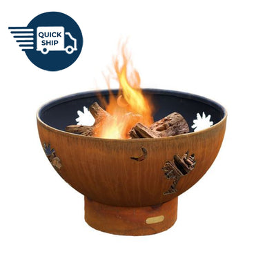 Tropical Moon Wood Burning or Gas Fire Pit - by Fire Pit Art - Majestic Fountains