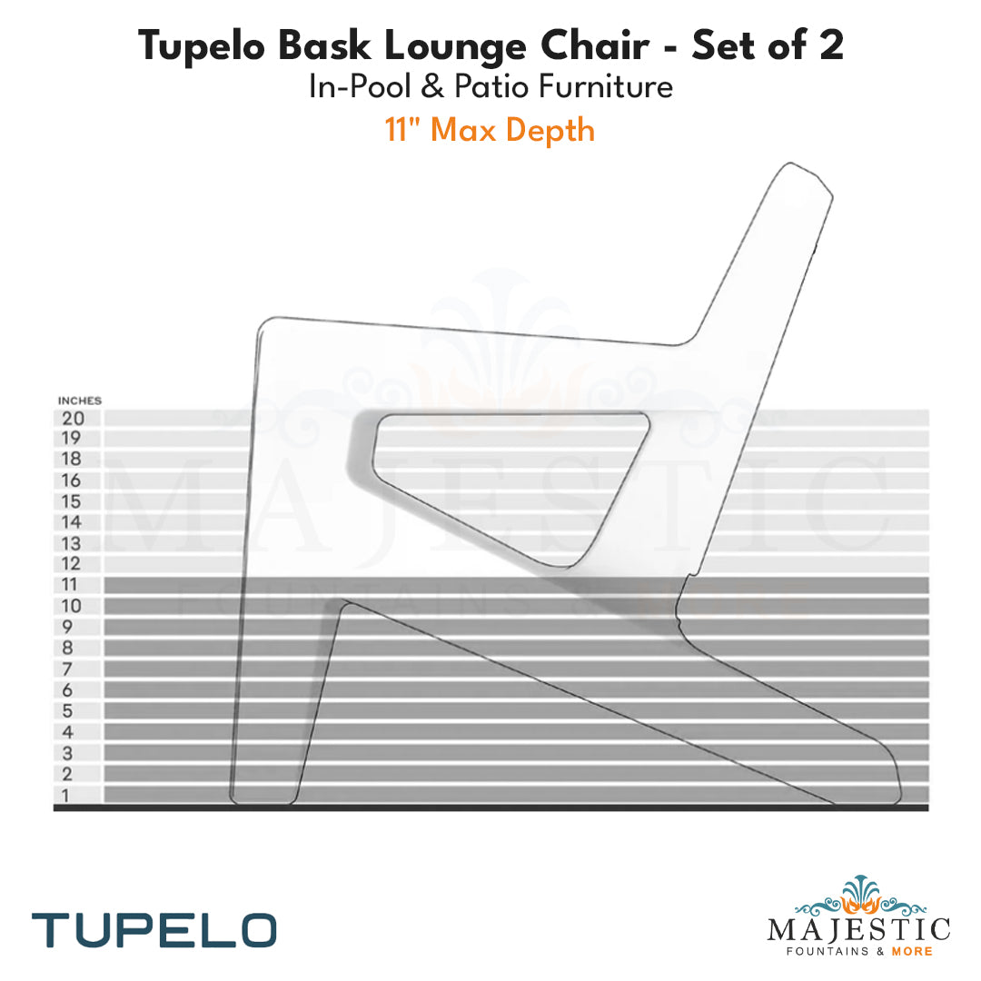 Tupelo Bask Lounge Chair - Set of 2 - In-Pool & Patio Furniture - Majestic Fountains