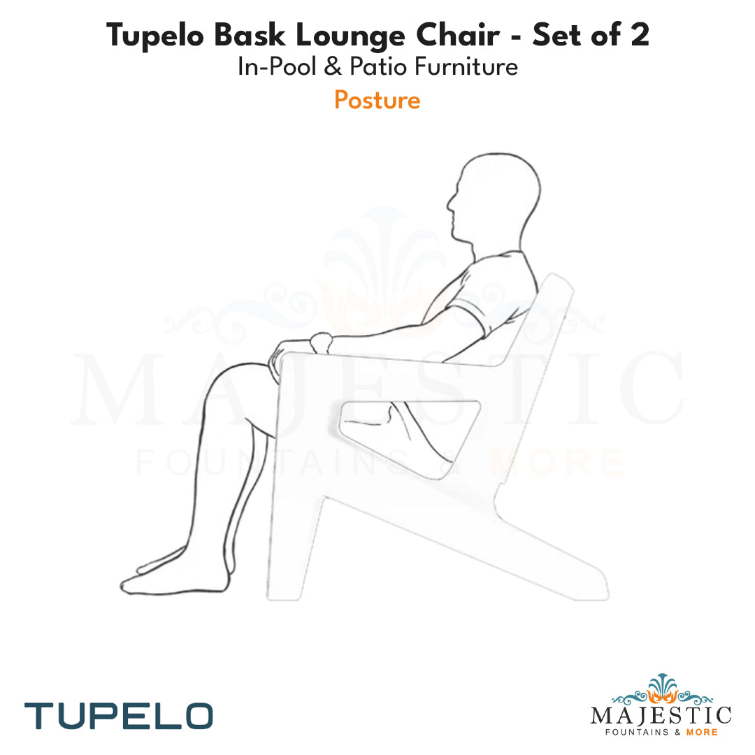 Tupelo Bask Lounge Chair - Set of 2 - In-Pool & Patio Furniture - Majestic Fountains