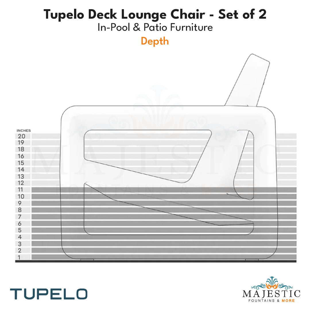 Tupelo Deck Lounge Chair Concrete - Set of 2 - In-Pool & Patio Furniture - Majestic Fountains