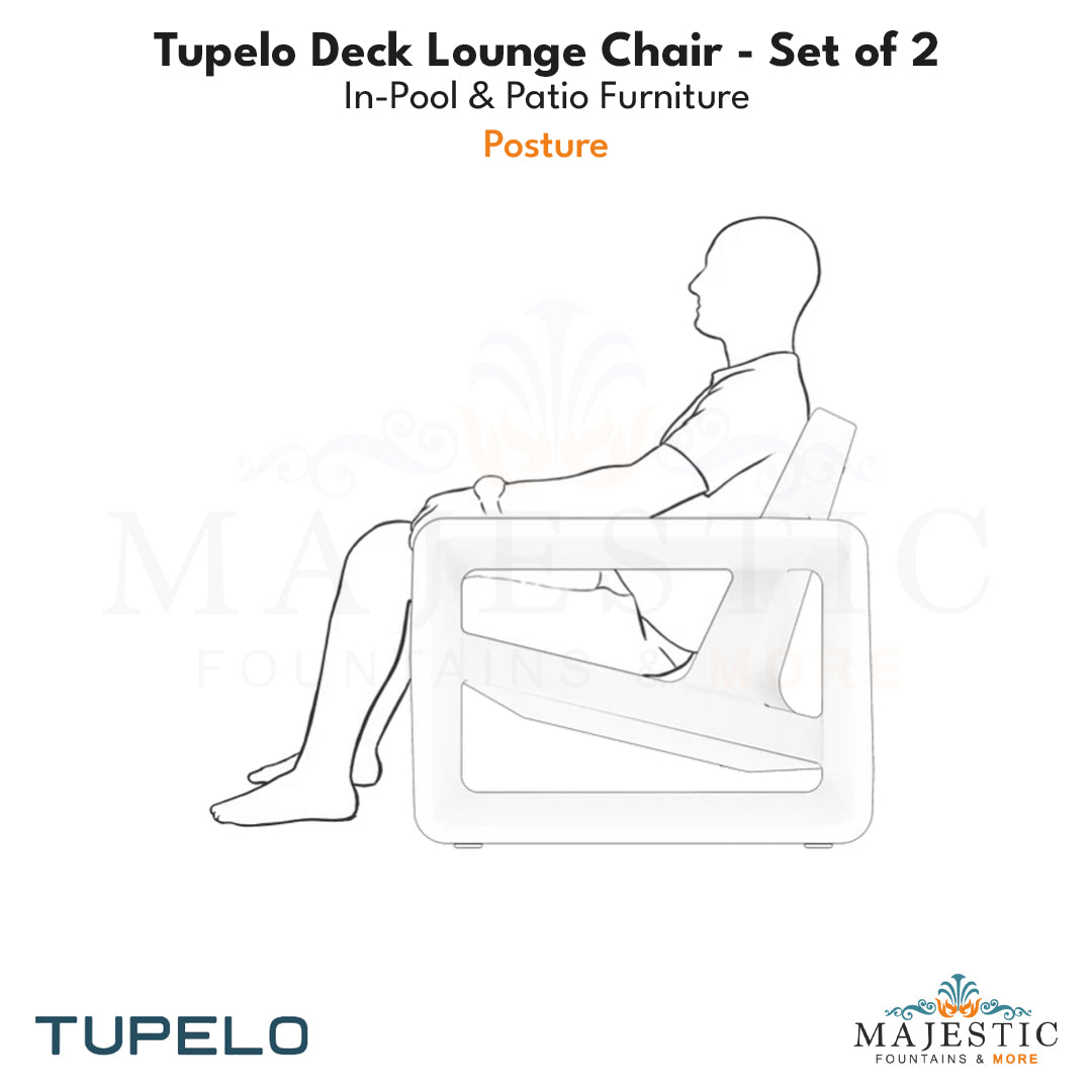 Tupelo Deck Lounge Chair Concrete - Set of 2 - In-Pool & Patio Furniture - Majestic Fountains