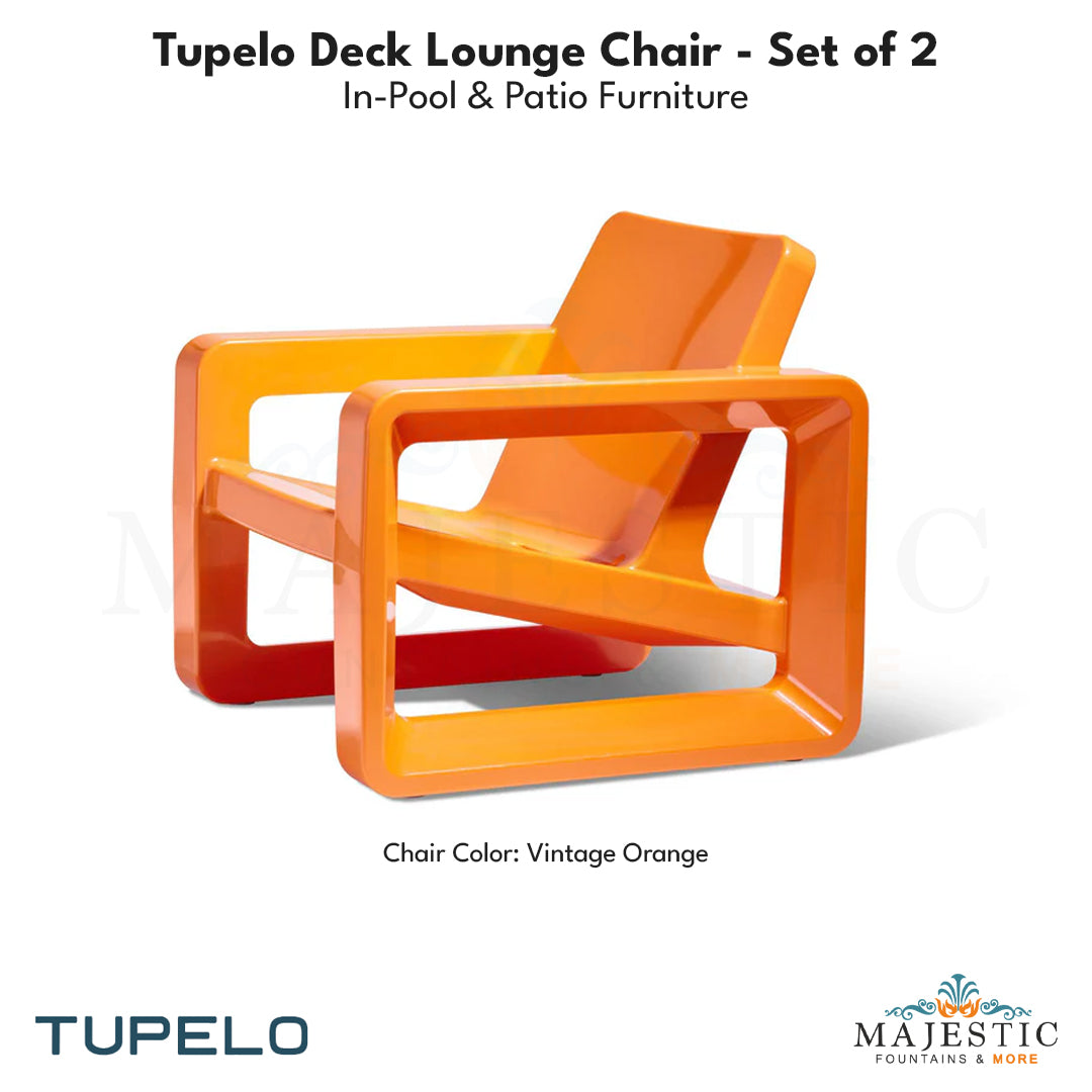 Tupelo Deck Lounge Chair Concrete - Set of 2 - In-Pool & Patio Furniture - Majestic Fountains