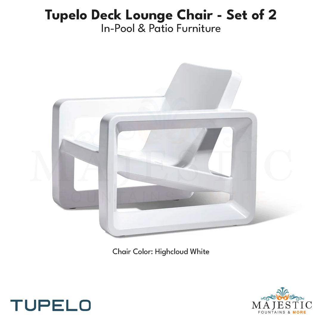 Tupelo Deck Lounge Chair Concrete - Set of 2 - In-Pool & Patio Furniture - Majestic Fountains