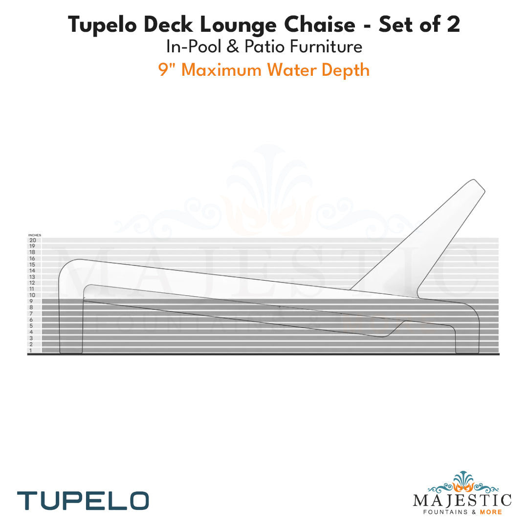 Tupelo Deck Lounge Chaise - Set of 2 - In-Pool & Patio Furniture - Majestic Fountains