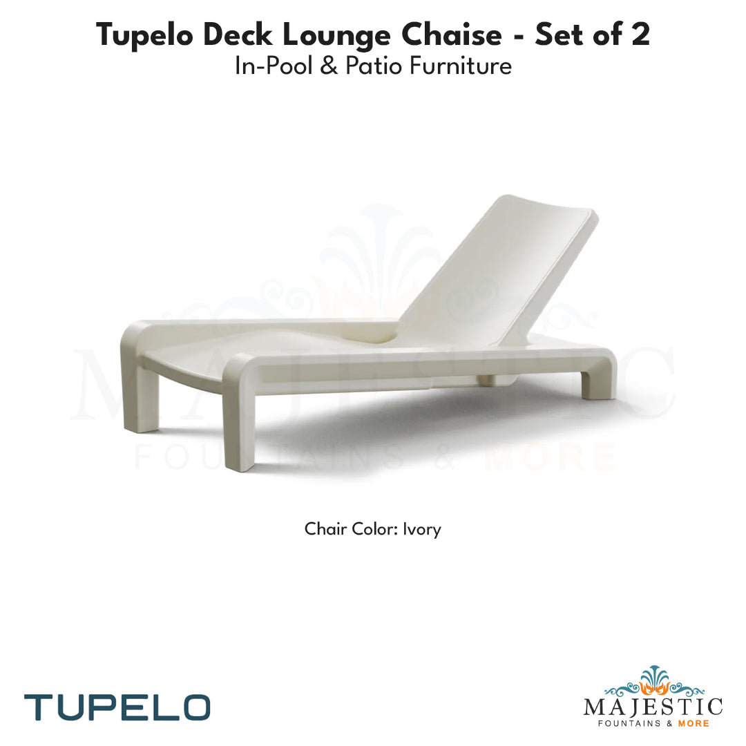 Tupelo Deck Lounge Chaise - Set of 2 - In-Pool & Patio Furniture - Majestic Fountains