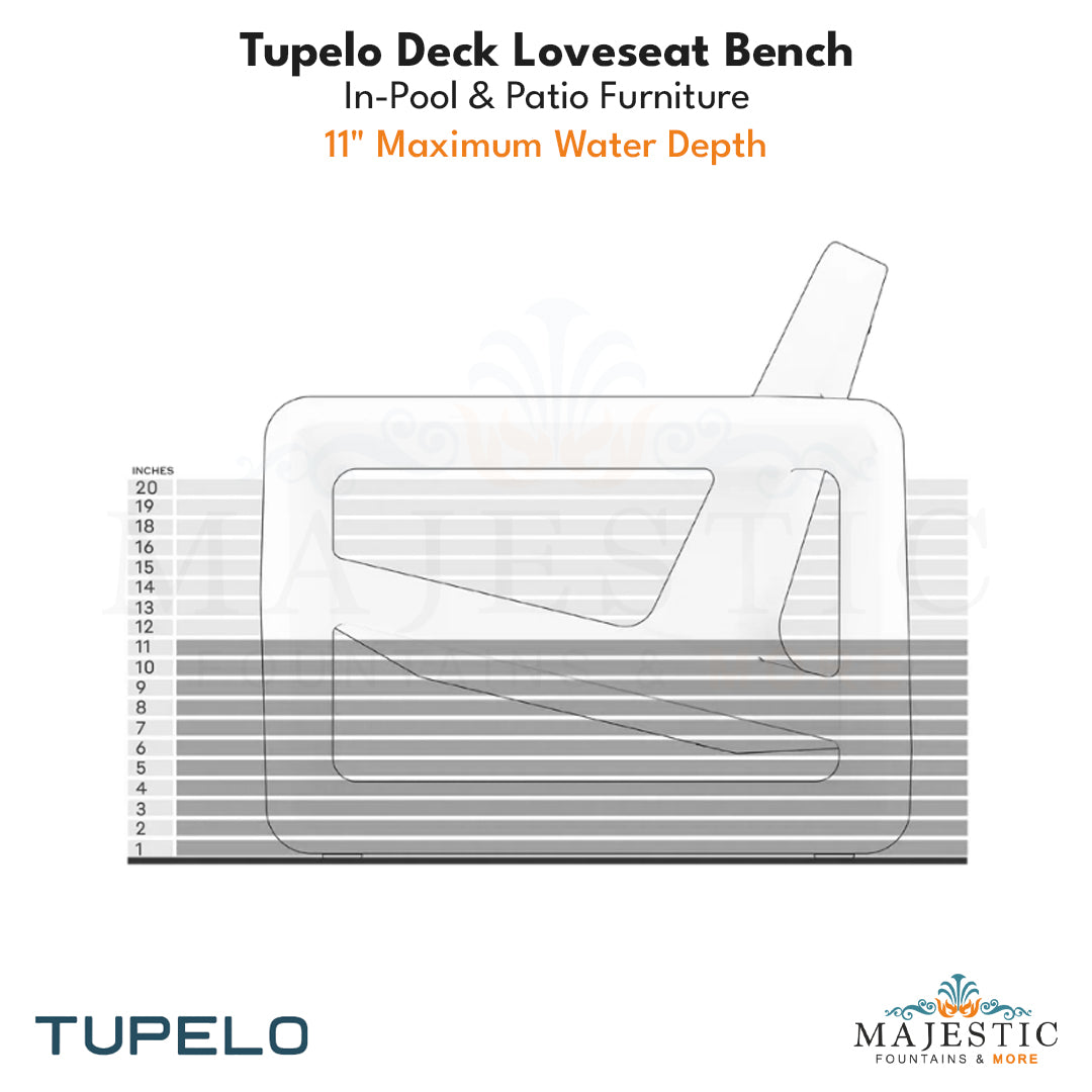 Tupelo Deck Loveseat Bench - In-Pool & Patio Furniture - Majestic Fountains